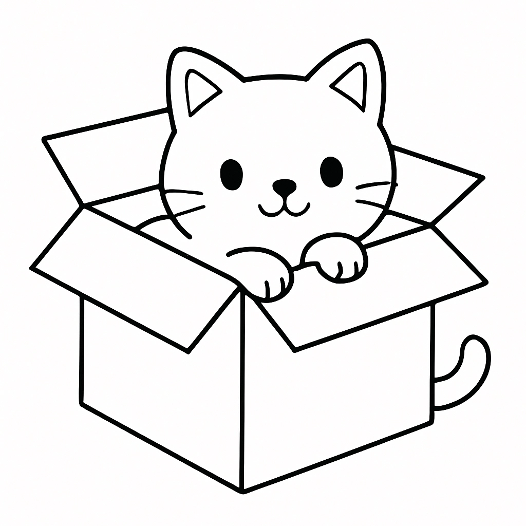 A cat hiding inside a cardboard box