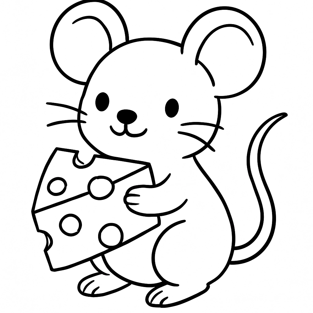 A tiny mouse holding a slice of cheese