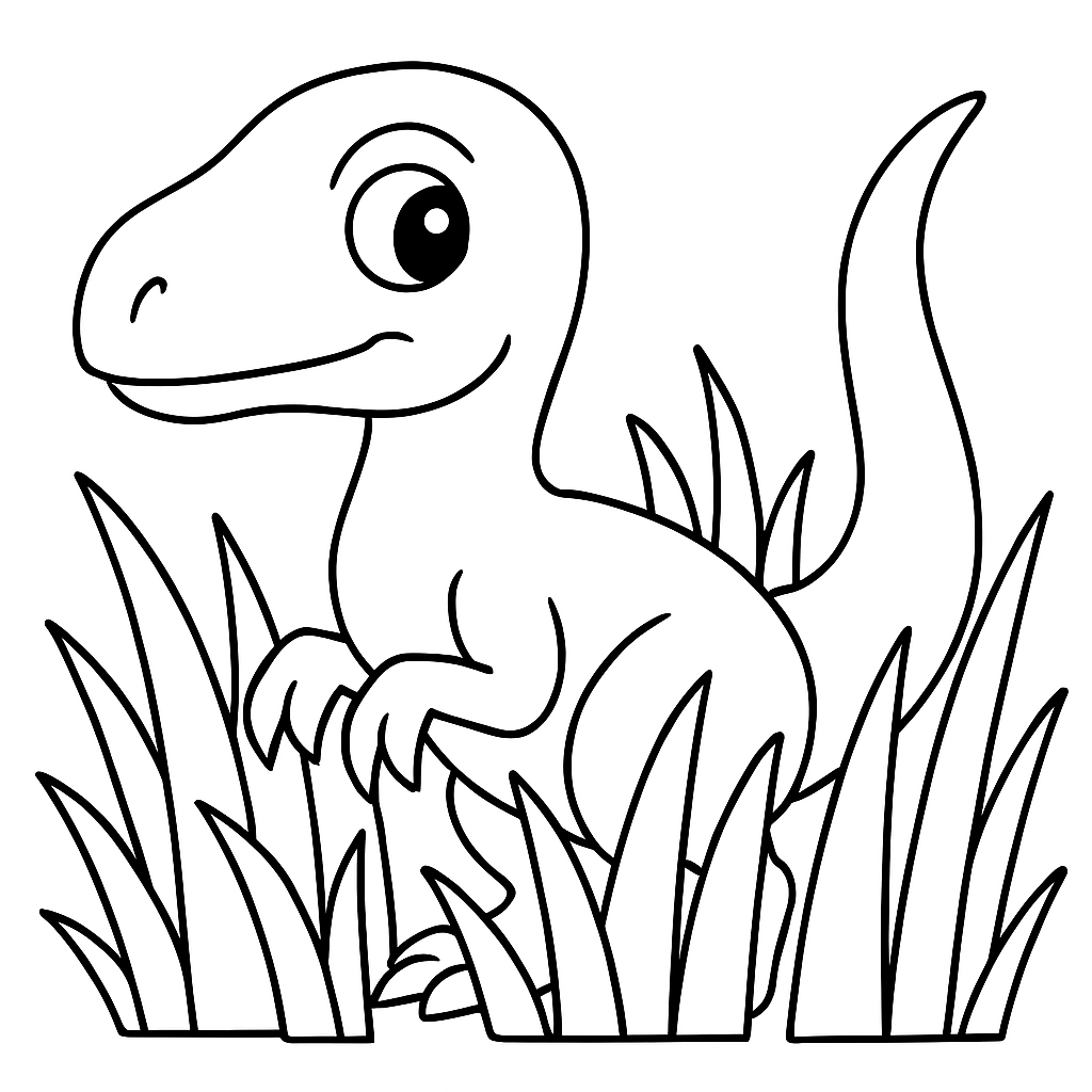 A Velociraptor hiding in tall grass