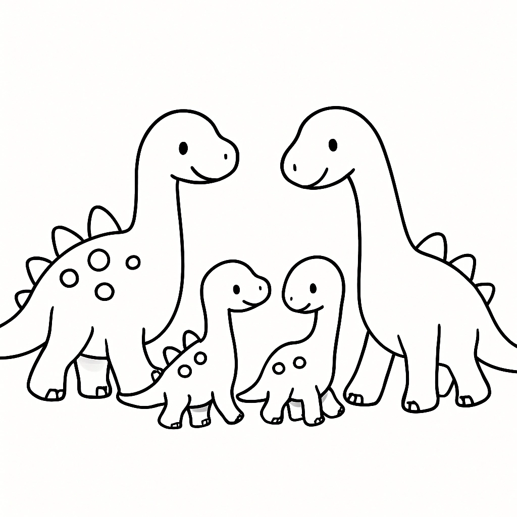 A dinosaur family walking together