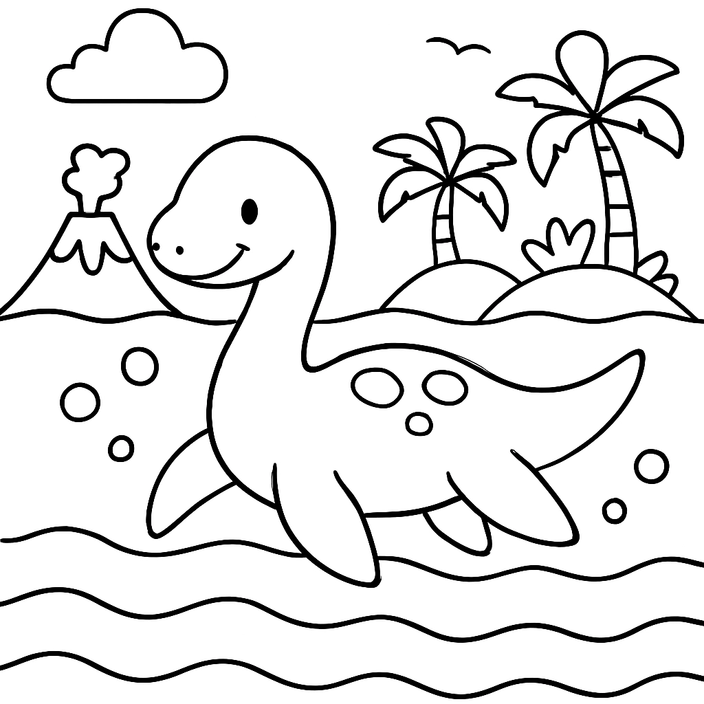 A dinosaur swimming in a prehistoric sea