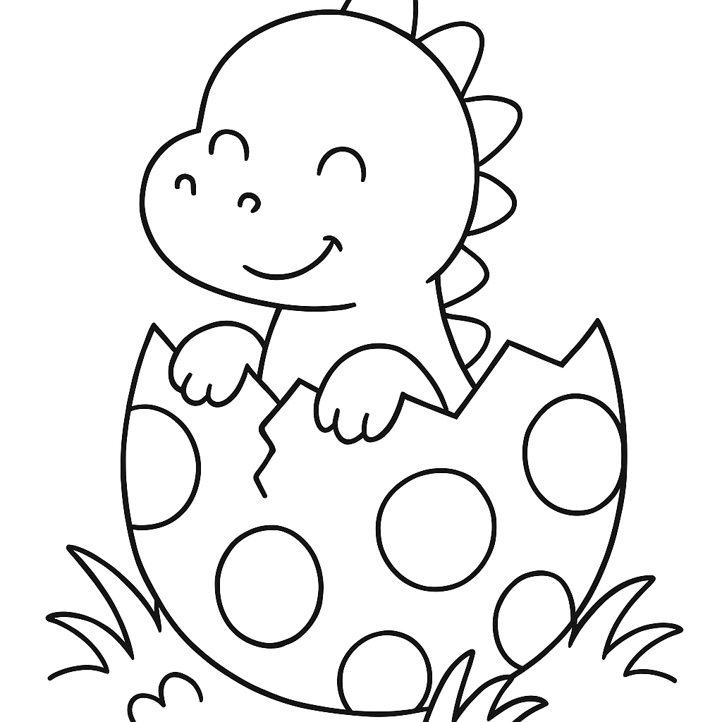 A baby dinosaur hatching from an egg