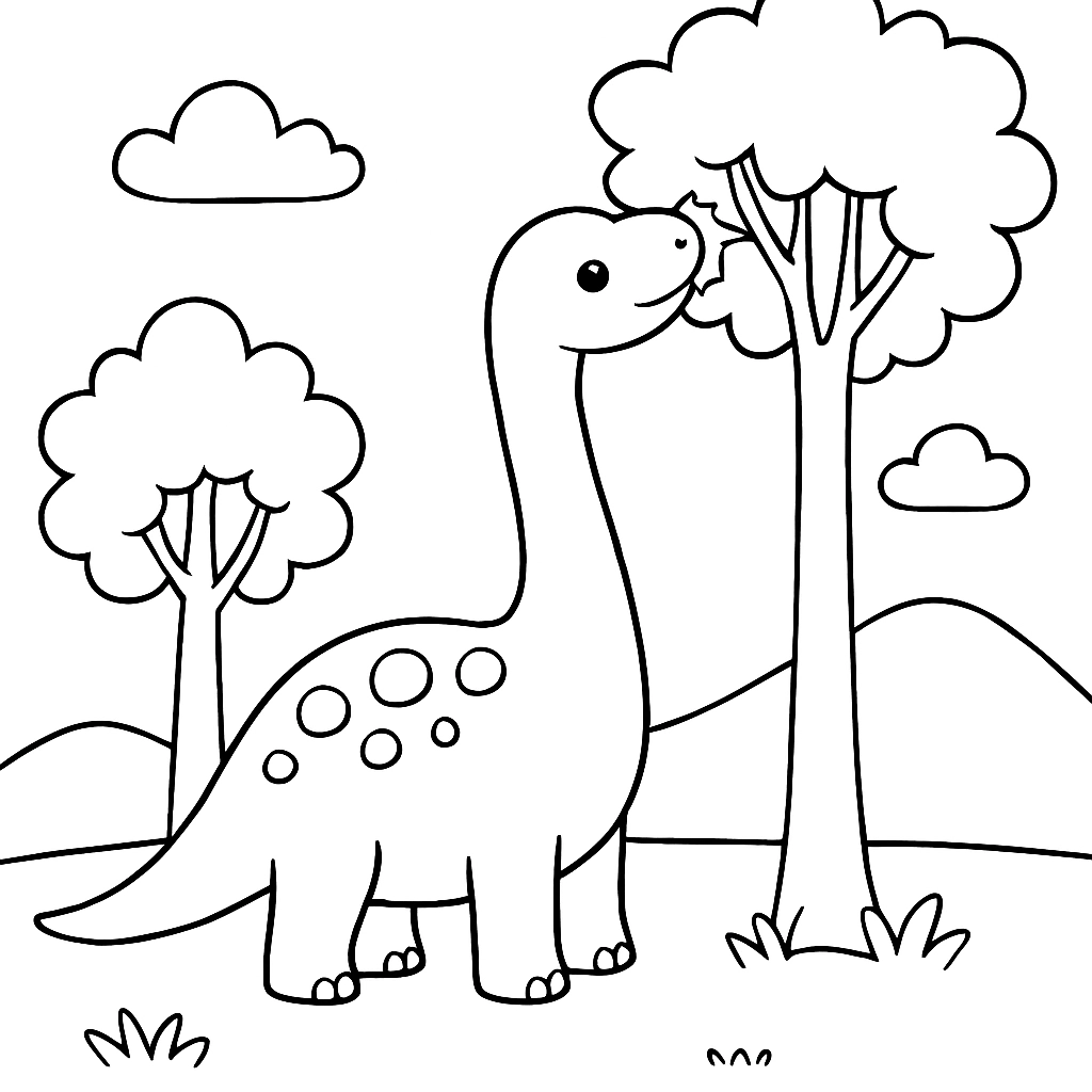 A Brachiosaurus eating from tall trees