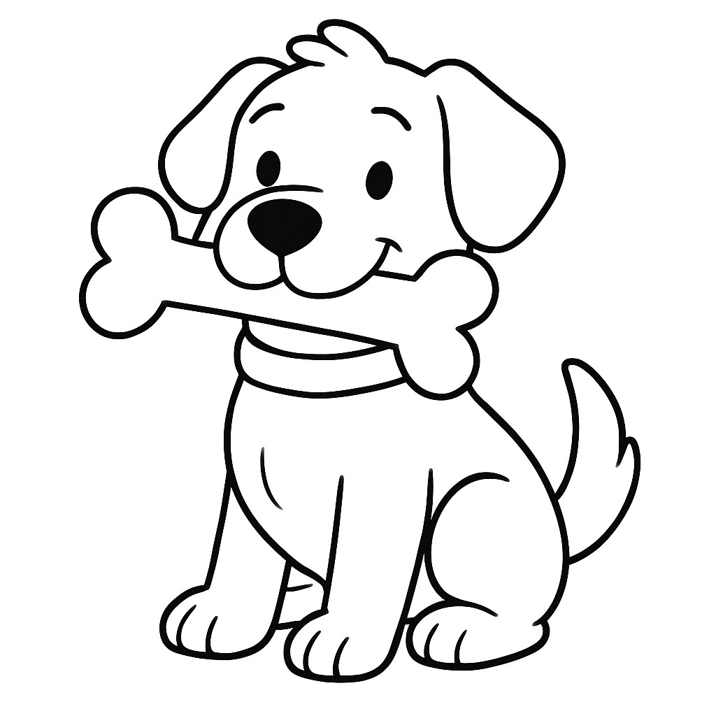A dog posing with a bone