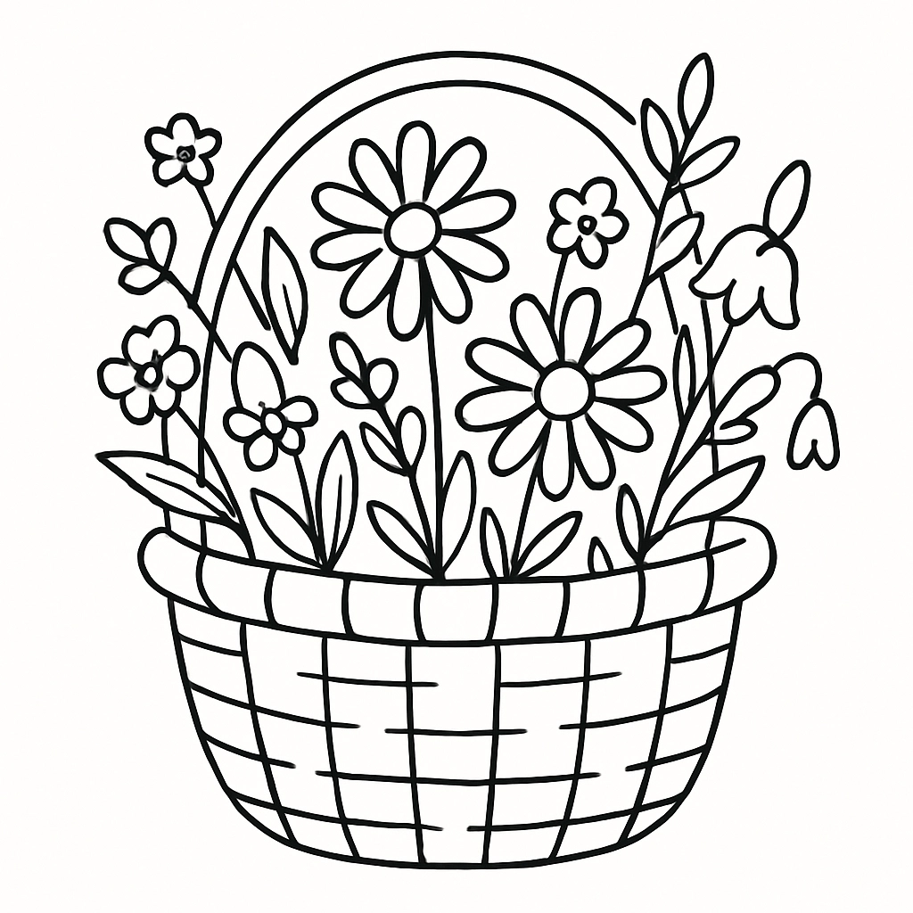 A basket full of freshly picked wildflowers