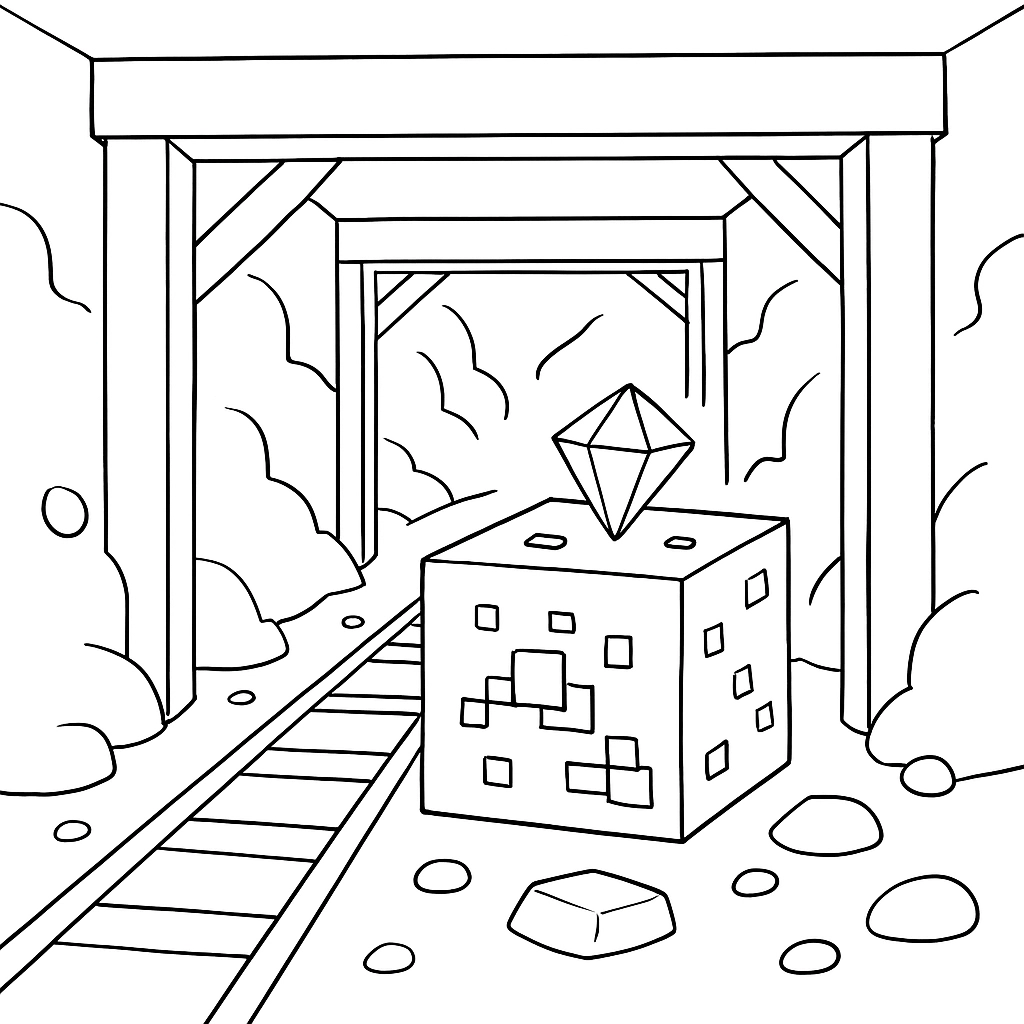 A Minecraft diamond ore in a mining tunnel