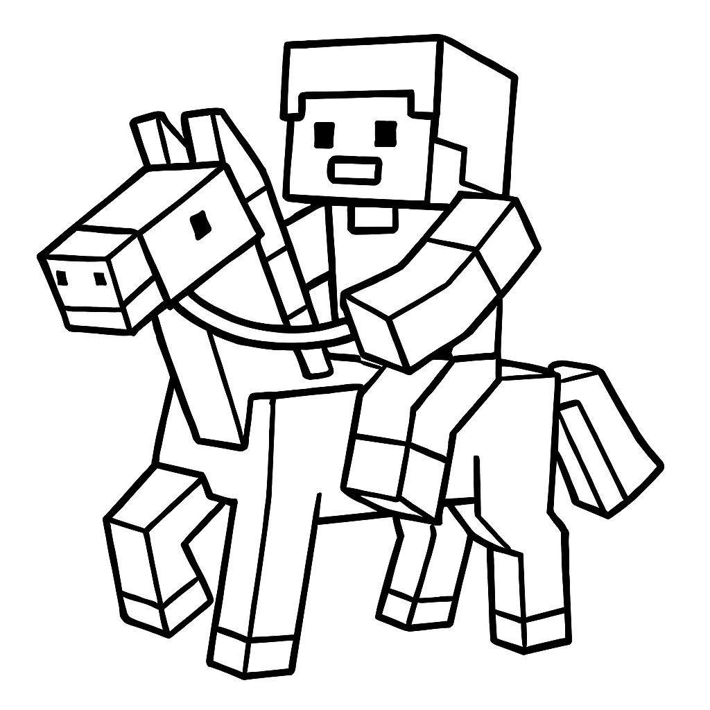 A Minecraft player riding a horse