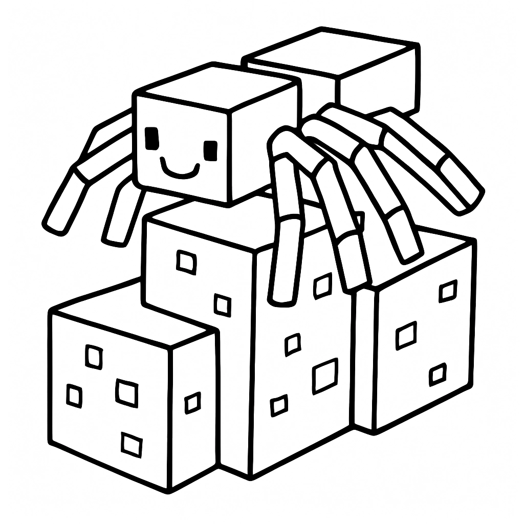 A Minecraft spider crawling on stone blocks