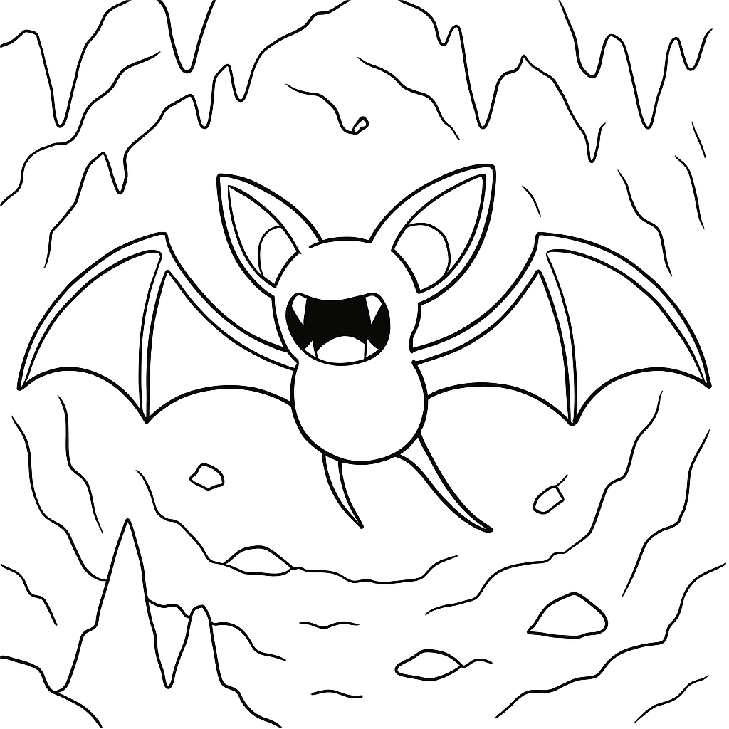 Pokemon Zubat flying in a dark cave