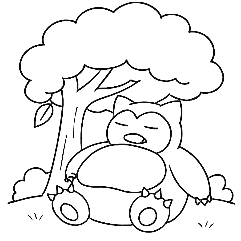 Pokemon Snorlax sleeping under a shady tree
