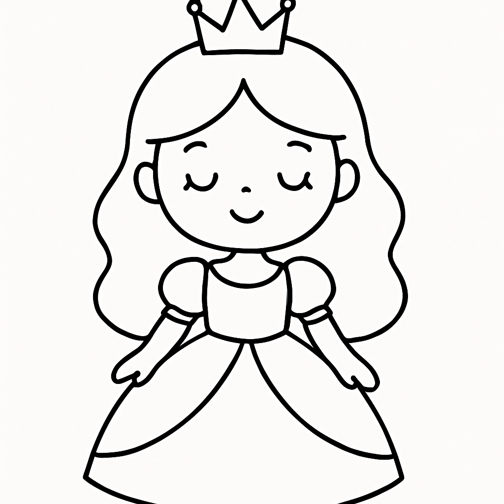 A princess with a small crown and a simple dress