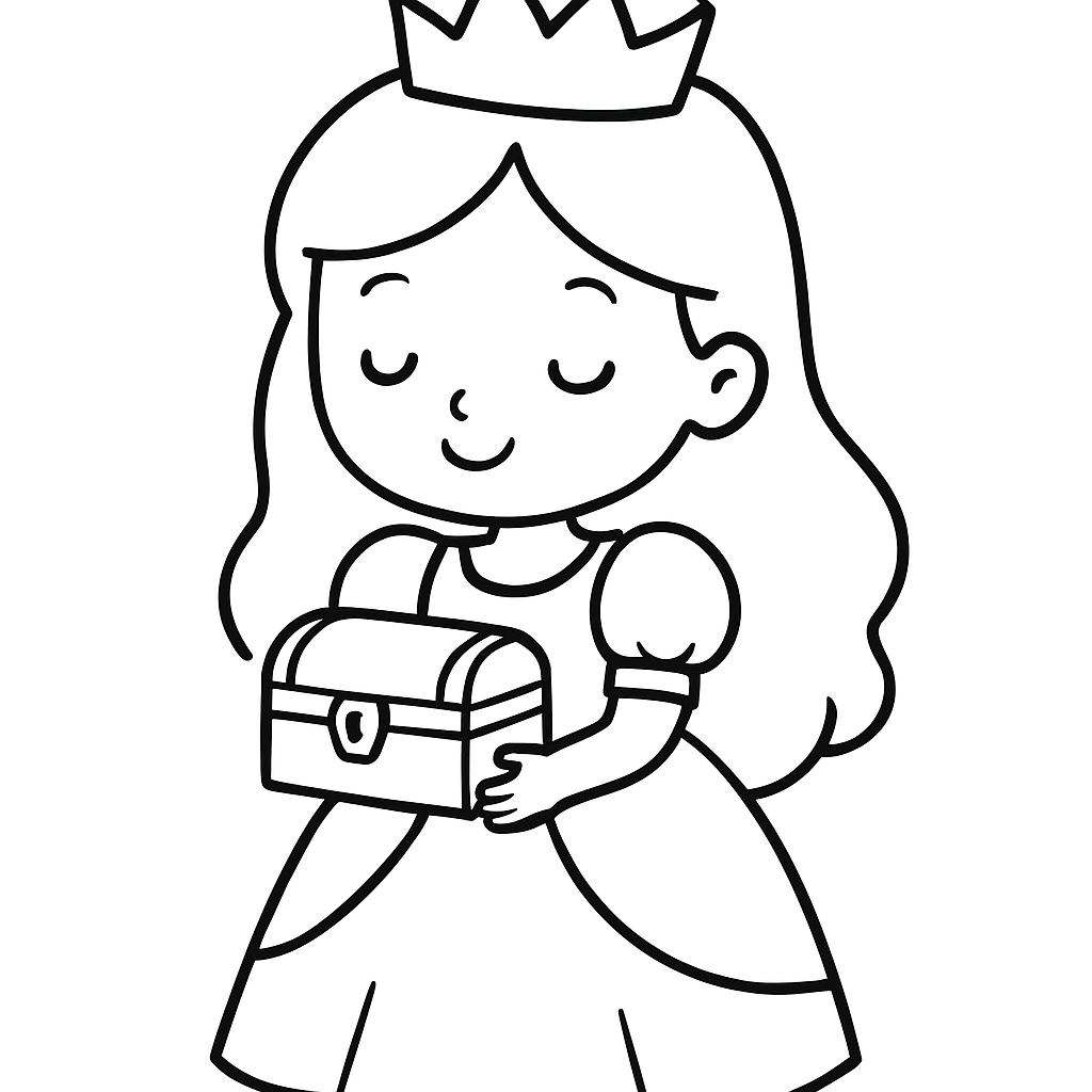 A princess holding a small treasure chest
