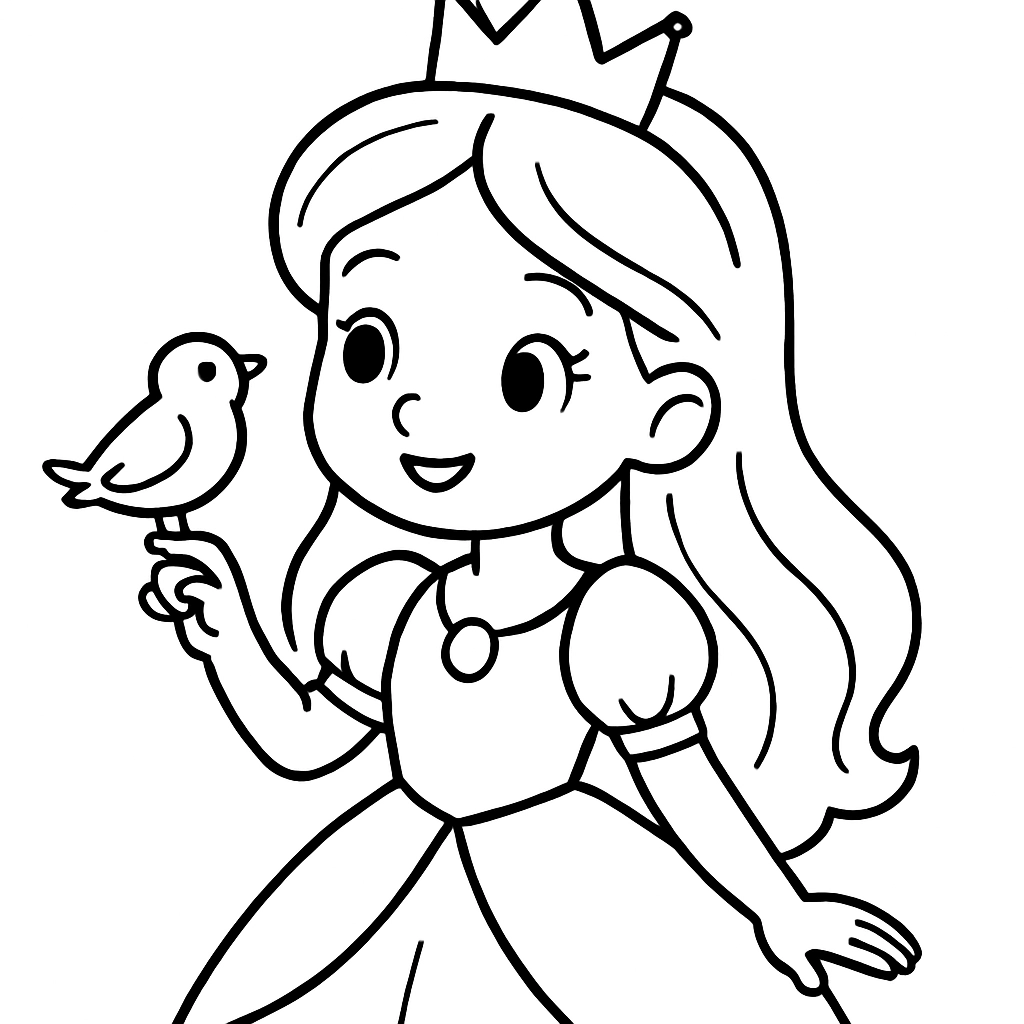 A princess and a small bird perched on her finger