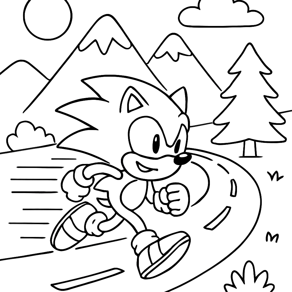 Sonic speeding along a winding mountain road