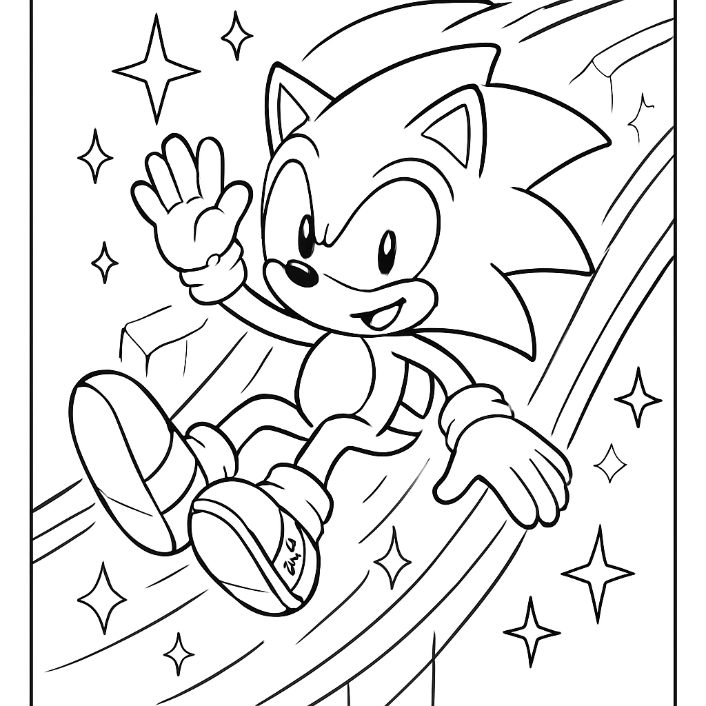 Sonic sliding down a sparkling ice slide