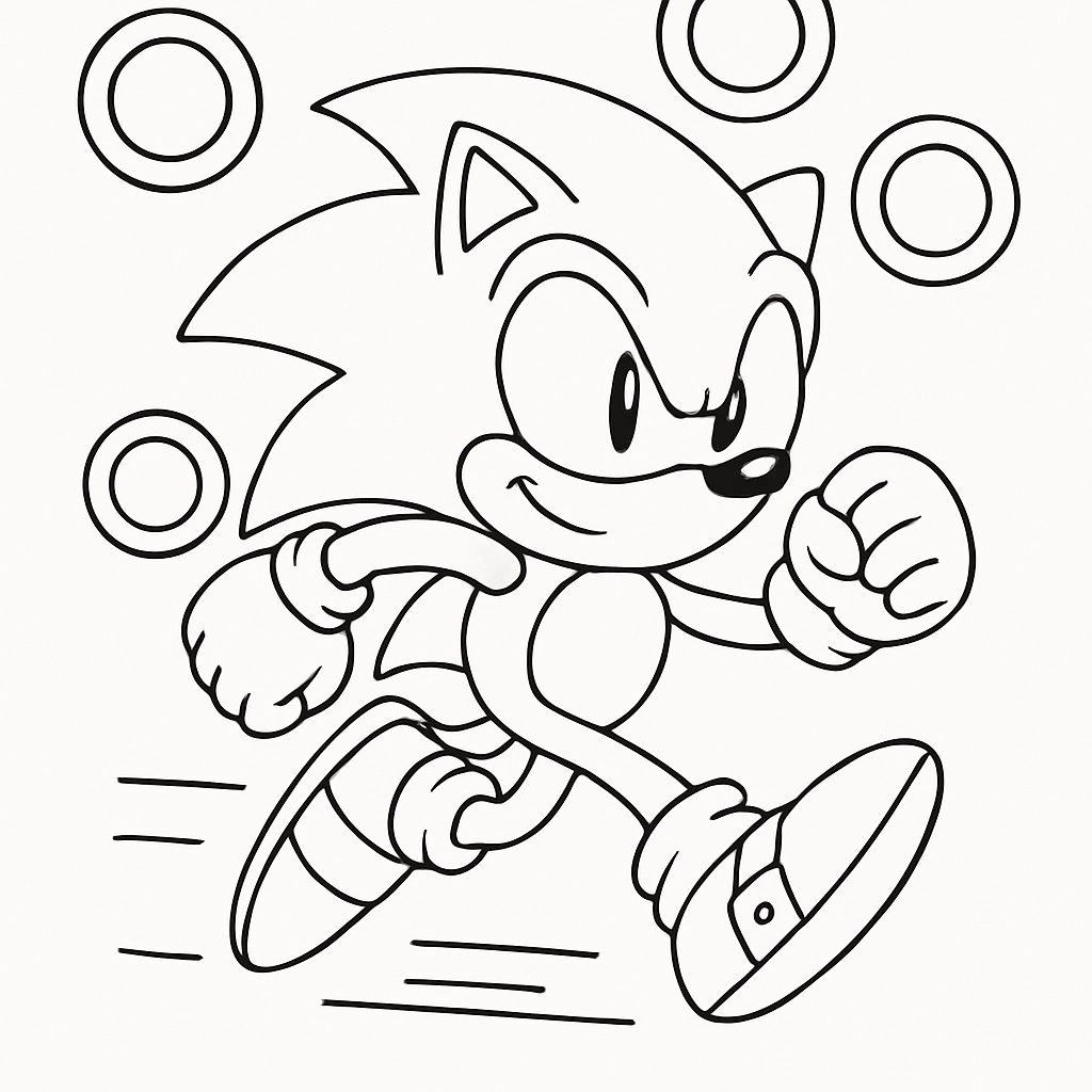 Sonic racing with rings floating in the air around him